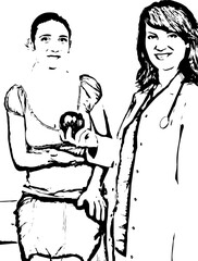 Healtcare doctor give apple to patient