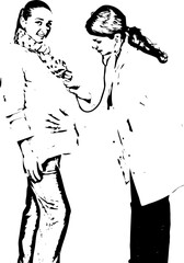 Doctor examine pregnant woman belly