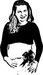 Pregnant woman with red ribbon