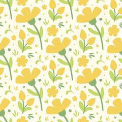 Yellow green floral seamless pattern