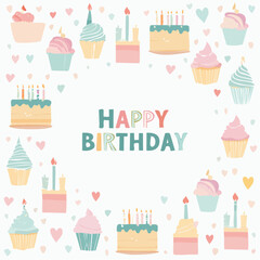 Naklejka premium happy birthday card with cake