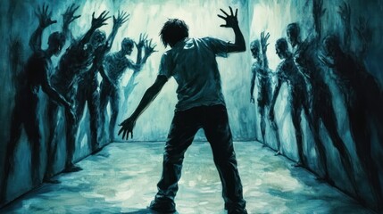 Obraz premium Man trapped by undead