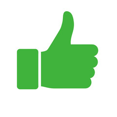 Green thumbs up icon - like or positive feedback symbol, isolated on transparent background 