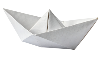 paper craft, origami paper boat isolated on transparent background
