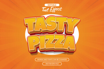 Tasty pizza editable text effect with 3d cartoon text style