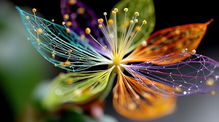 Macro Floral Bloom: Abstract Rainbow Petal Detail, Close-Up, Vibrant, Colorful, Nature