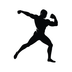 Powerful Athletic Man Punching Silhouette