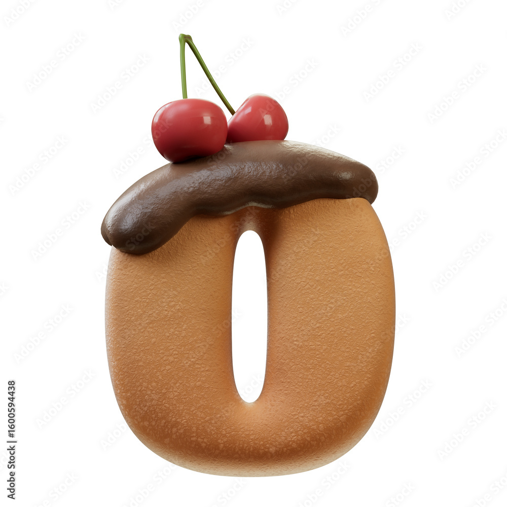Fototapete 3d font.chocolate biscuit donut font concept. isometric alphabet. numbers and letters. 3d rendering 