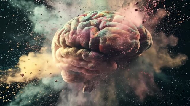 Exploding brain with colorful powder