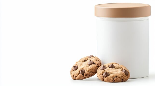 Indulge in the delight fresh milk paired with delicious chocolate chip cookies on cozy table