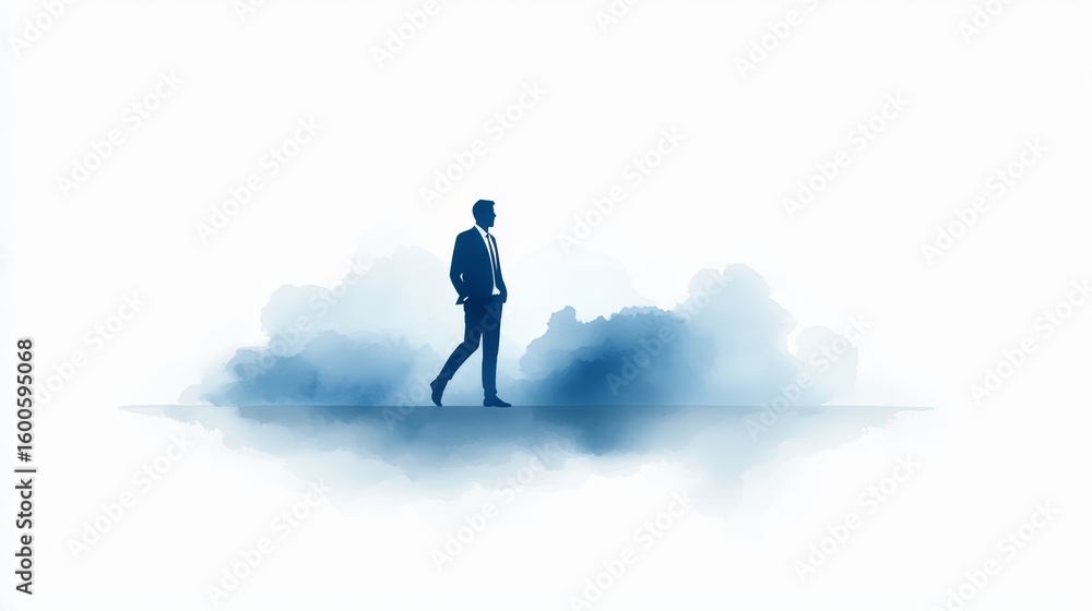 Poster man on cloud visual journey through dreams imagination and the boundless sky