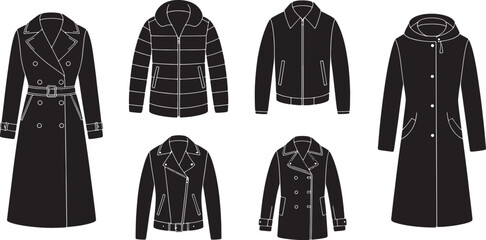 Elegant Double-Breasted Trench Coat Vector Illustration for Autumn Wardrobe Essentials Design