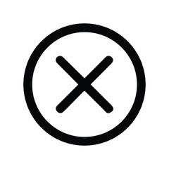 Obraz premium Simple bold black cross mark icon inside round circle
