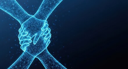 Digital Network of Interconnected Hands Symbolizing Unity and Collaboration