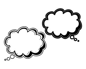 Two hand drawn thought bubbles silhouette