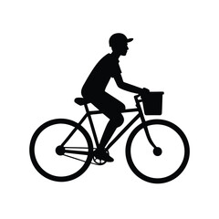 Obraz premium Delivery Person Silhouette on Bicycle