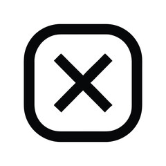 Obraz premium Black square with an X mark shows denial symbol icon