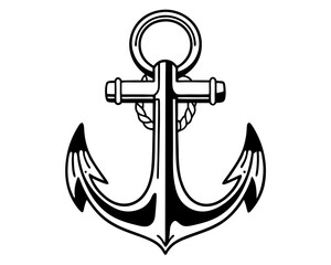 Classic nautical anchor with rope detail silhouette