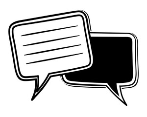 Two speech bubbles conversation dialogue communication silhouette