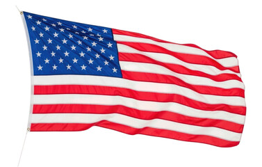 Obraz premium American flag waving in the wind against a clear sky cutout isolated on transparent bg, png