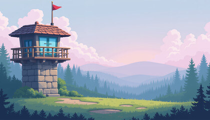 scenic watchtower overlooks forest landscape