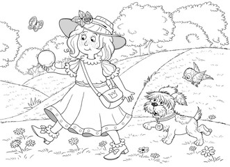 The Frog Prince. Fairy Tale. Illustration for children. Coloring book. Cute and funny cartoon characters