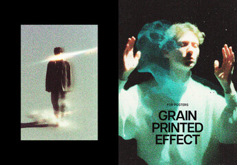 Grain Print Poster Photo Effect Mockup