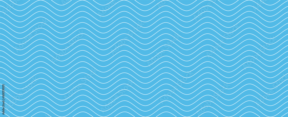 Poster blue seamless wavy line pattern vector background
