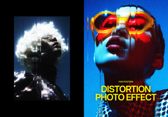Distort Poster Photo Effect Mockup