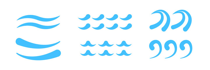 Wave icon. Water line shape vector set. Minimal wave swirl isolated. Wave shape swirl line.