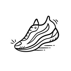 Running shoes hand drawn Illustration. Sport equipment sneakers icon doodle in outline flat style vector.
