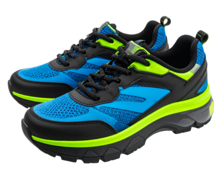  “Dynamic Running Shoes with Air Cushion Soles, Side View Pair Isolated on Transparent Background”.