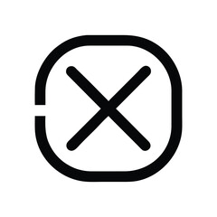 Obraz premium Black Cross Mark Inside Rounded Square, Clean Icon