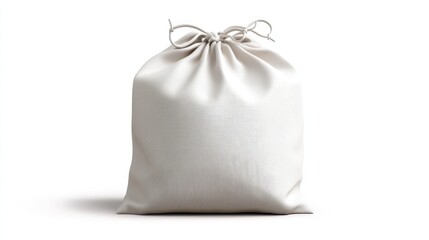 Empty Drawstring Bag Mockup - A clean, simple of an empty off-white drawstring bag, perfect for product presentations or branding