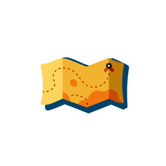 cartoon treasure map folded with dotted path.svg