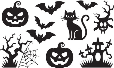 Halloween Silhouette Vector Graphics Set