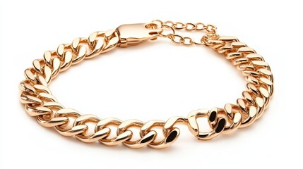 Obraz premium Gold Curb Chain Bracelet - Elegant rose gold curb chain bracelet, perfect for everyday wear or special occasions. Stylish and durable