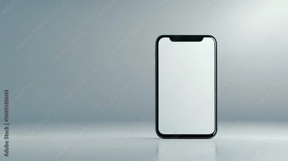 Poster blank smartphone screen mockup on gray background ideal for app and web design showcasing