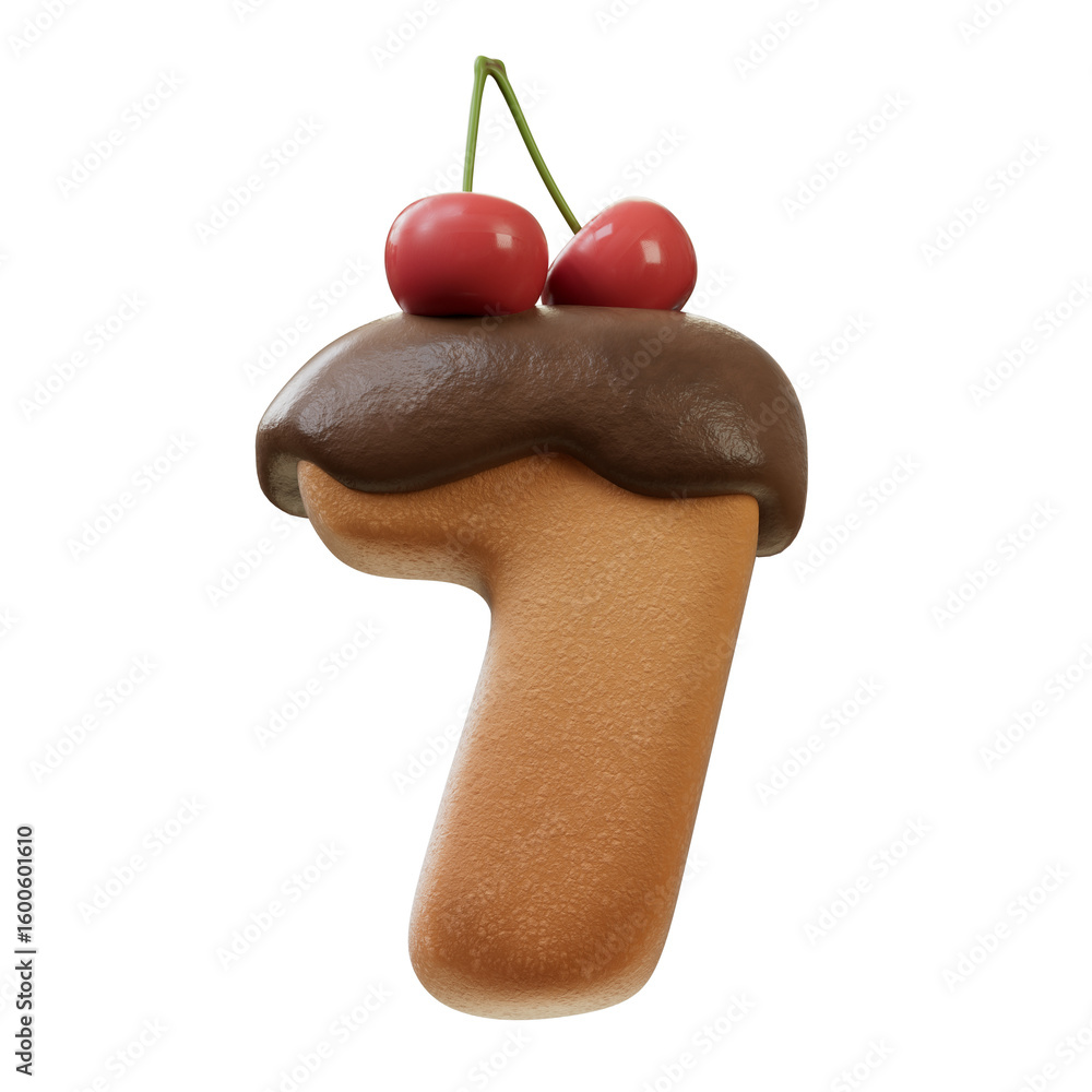 Fototapete 3d font.chocolate biscuit donut font concept. isometric alphabet. numbers and letters. 3d rendering 