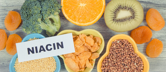Healthy nutritious food as source natural niacin, other vitamins or minerals and dietary fiber