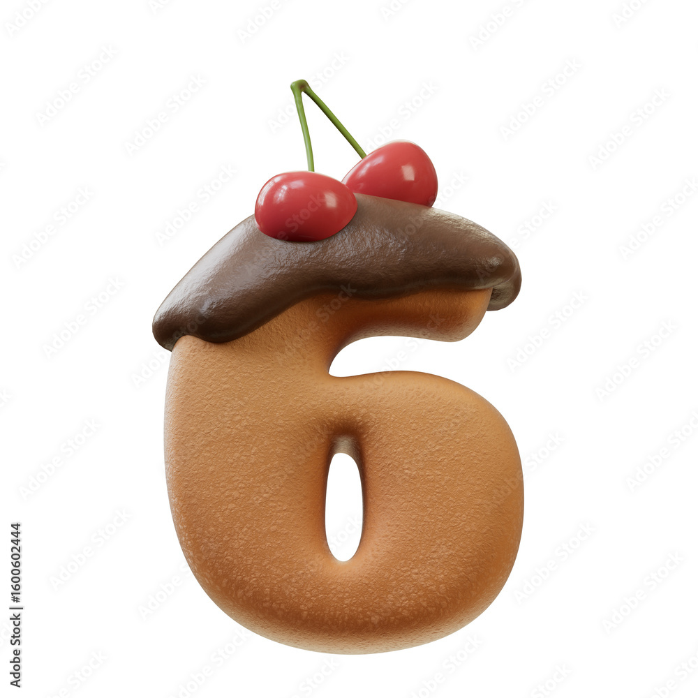 Fototapete 3d font.chocolate biscuit donut font concept. isometric alphabet. numbers and letters. 3d rendering 