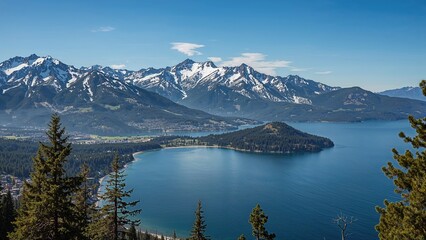 Naklejka premium Lakeside Mountain Landscape