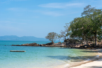 Beautiful beach of Ko Naka Noi or Koh Naga Noi island or Naga Pearl island in Andaman Sea in Thailand in Phang Nga province and bay. Vertical image