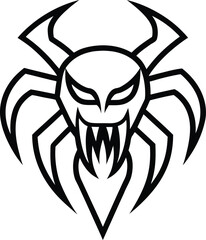 tarantula head logo with sharp fang details vector 