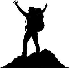 hiking, silhouette, group,  outdoors, nature, adventure, walk, vector bundle