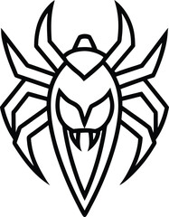 tarantula head logo with sharp fang details vector 
