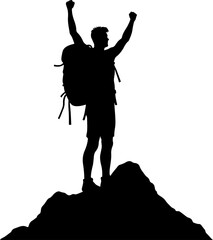 hiking, silhouette, group,  outdoors, nature, adventure, walk, vector bundle