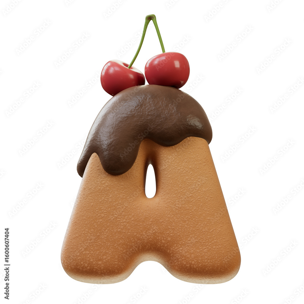 Fototapete 3d font.chocolate biscuit donut font concept. isometric alphabet. numbers and letters. 3d rendering 