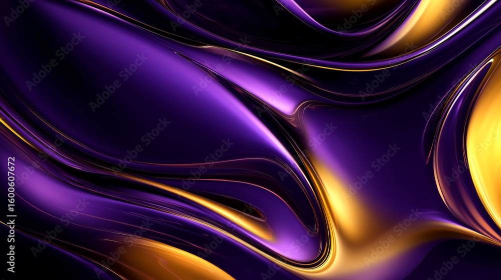 Poster a dynamic abstract background features smooth, flowing waves of deep purple and vibrant orange, crea