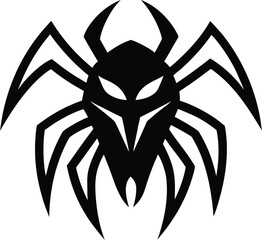 tarantula head logo with sharp fang details vector 